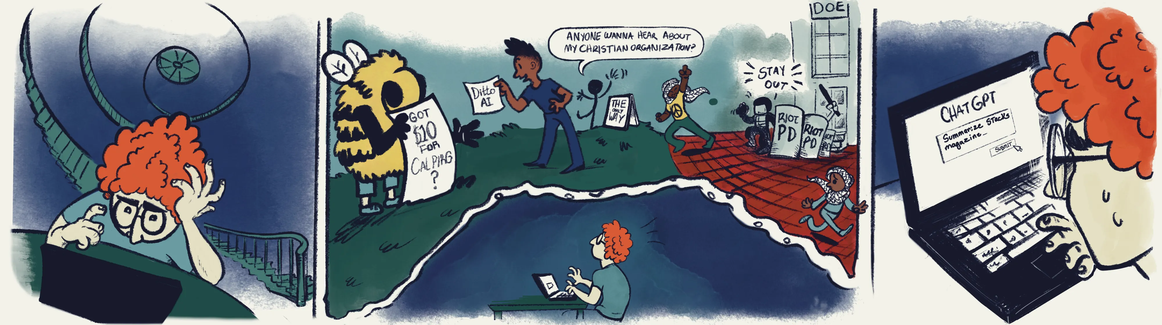 “The Thinking Man’s Magazine”, an editorial cartoon by Kaitlynn Brandon